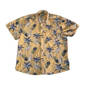 Hisdern Mens Hawaiian Shirt XL Short Sleeve Aloha Shirt Casual Button Up Yellow